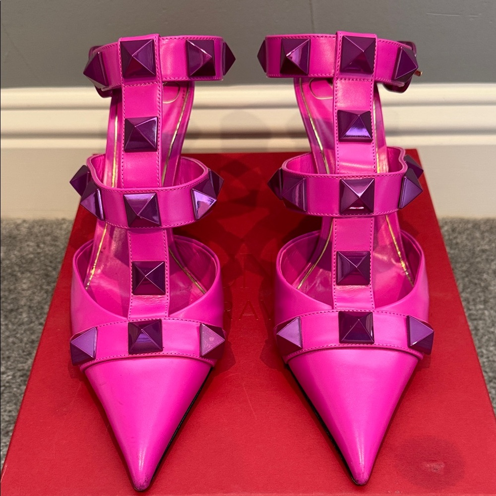 Valentino Garavani Fuchsia and Violet Studded Heels
